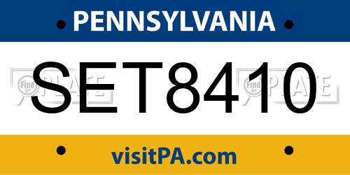 SET8410 Pennsylvania License Plate
