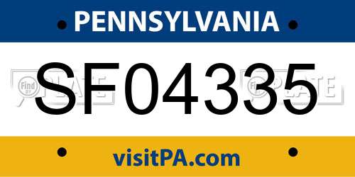 SF04335 Pennsylvania License Plate