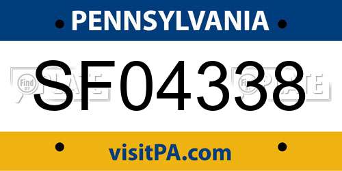 SF04338 Pennsylvania License Plate