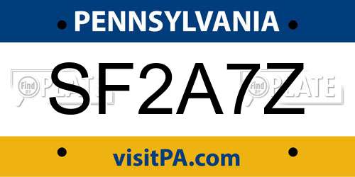 SF2A7Z Pennsylvania License Plate