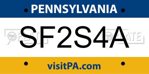 SF2S4A Pennsylvania License Plate