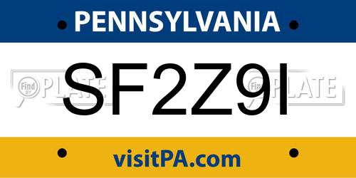 SF2Z9I Pennsylvania License Plate