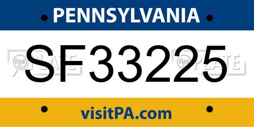 SF33225 Pennsylvania License Plate