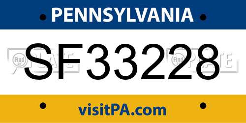 SF33228 Pennsylvania License Plate