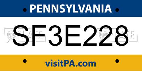 SF3E228 Pennsylvania License Plate