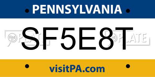 SF5E8T Pennsylvania License Plate