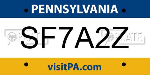 SF7A2Z Pennsylvania License Plate