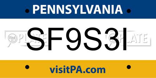 SF9S3I Pennsylvania License Plate