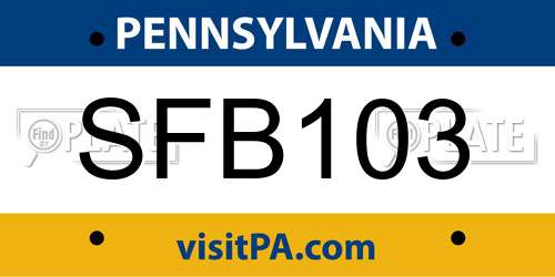 SFB103 Pennsylvania License Plate