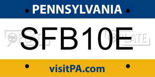 SFB10E Pennsylvania License Plate