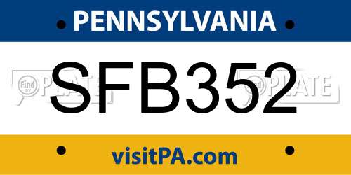 SFB352 Pennsylvania License Plate
