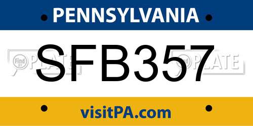SFB357 Pennsylvania License Plate