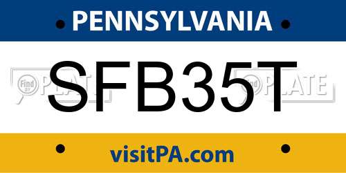 SFB35T Pennsylvania License Plate