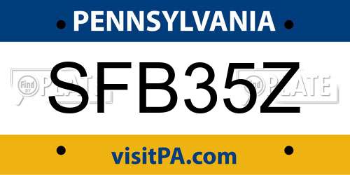 SFB35Z Pennsylvania License Plate