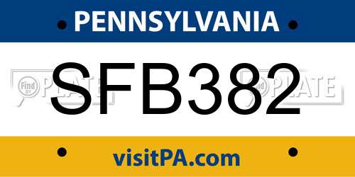 SFB382 Pennsylvania License Plate