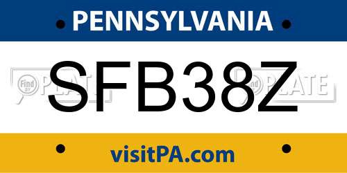 SFB38Z Pennsylvania License Plate