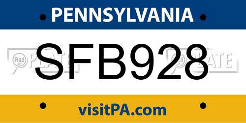 SFB928 Pennsylvania License Plate