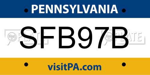 SFB97B Pennsylvania License Plate