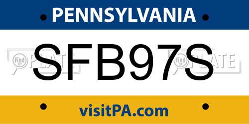 SFB97S Pennsylvania License Plate