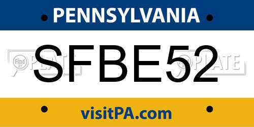 SFBE52 Pennsylvania License Plate