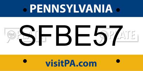 SFBE57 Pennsylvania License Plate