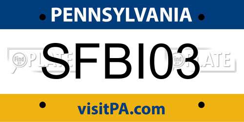 SFBI03 Pennsylvania License Plate