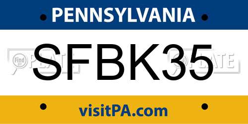 SFBK35 Pennsylvania License Plate