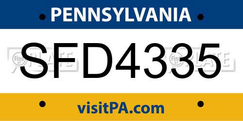 SFD4335 Pennsylvania License Plate