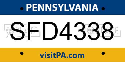 SFD4338 Pennsylvania License Plate