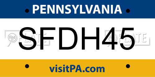 SFDH45 Pennsylvania License Plate