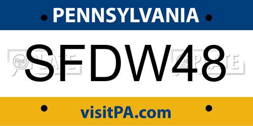 SFDW48 Pennsylvania License Plate