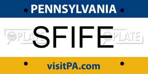 SFIFE Pennsylvania License Plate