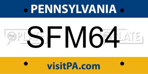 SFM64 Pennsylvania License Plate