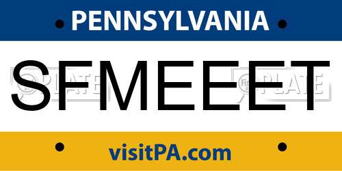 SFMEEET Pennsylvania License Plate