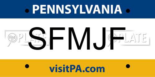 SFMJF Pennsylvania License Plate