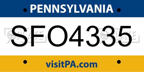 SFO4335 Pennsylvania License Plate