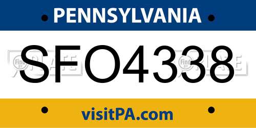 SFO4338 Pennsylvania License Plate