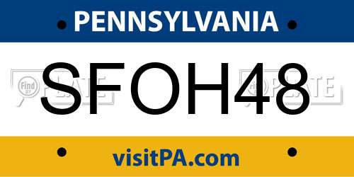 SFOH48 Pennsylvania License Plate