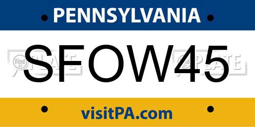 SFOW45 Pennsylvania License Plate