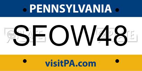SFOW48 Pennsylvania License Plate