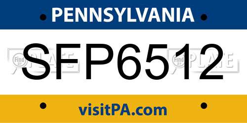 SFP6512 Pennsylvania License Plate