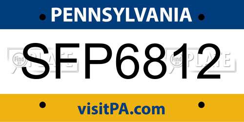 SFP6812 Pennsylvania License Plate