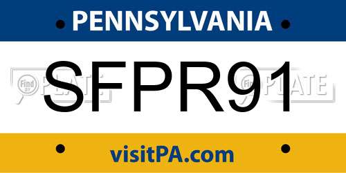 SFPR91 Pennsylvania License Plate