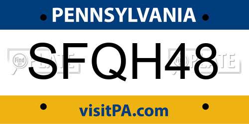 SFQH48 Pennsylvania License Plate