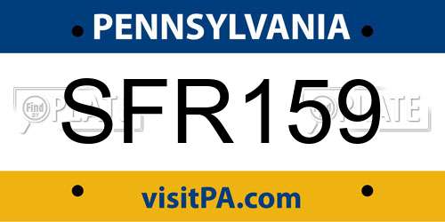 SFR159 Pennsylvania License Plate