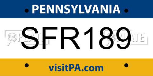 SFR189 Pennsylvania License Plate