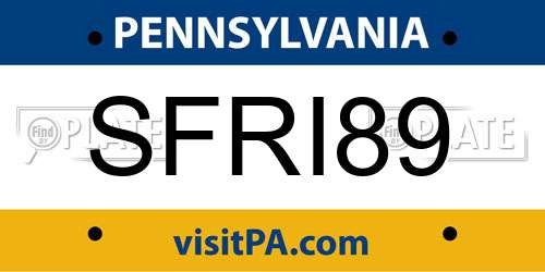 SFRI89 Pennsylvania License Plate