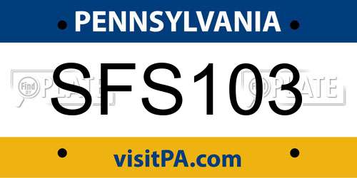 SFS103 Pennsylvania License Plate