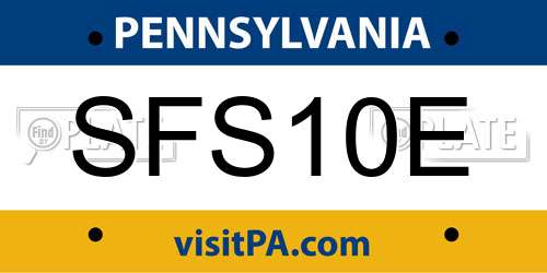 SFS10E Pennsylvania License Plate