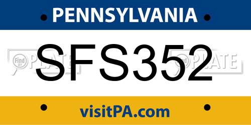 SFS352 Pennsylvania License Plate